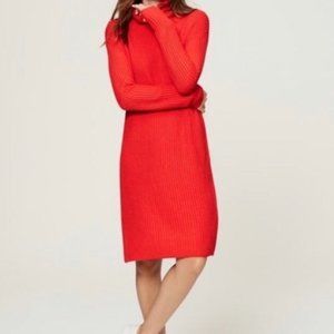 LOFT Red Turtleneck Sweater Dress